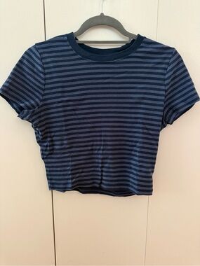 Hollister Navy and Dark Blue Striped Baby Tee